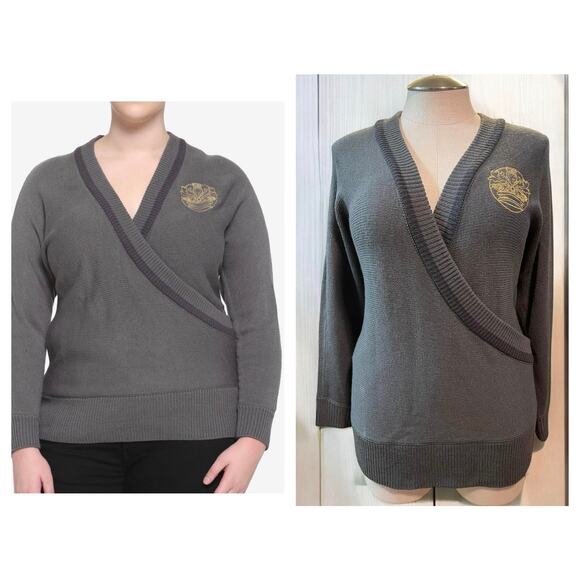 Hot Topic Plus Size 2 Outlander Crowned Thistle Faux Wrap Crossover Knit Sweater - Picture 1 of 3